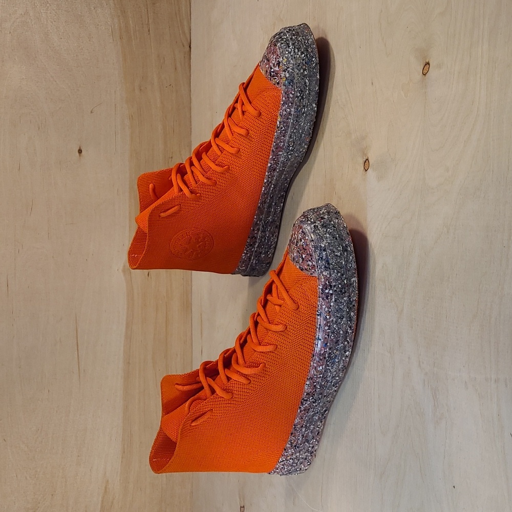 Converse Renew Chuck 70 Knit High In The 'Bright Poppy' Orange Colorway Shoes - Picture 2 of 10